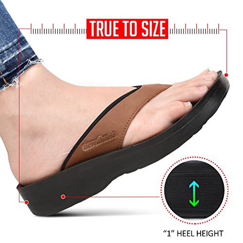Image of AEROTHOTIC Comfy Arch Support flip flops for women Split Toe Stylish Cushioned Strap with non-slip footbed Walking Dressy Sandals Indoor and Outdoor