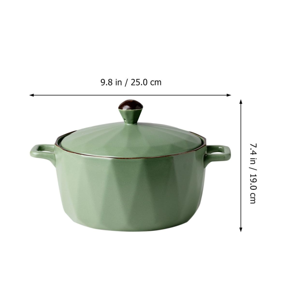 Alasum Tazón de Sopa de Cerámica Verde de 7, 5 Pulgadas Doble Asa