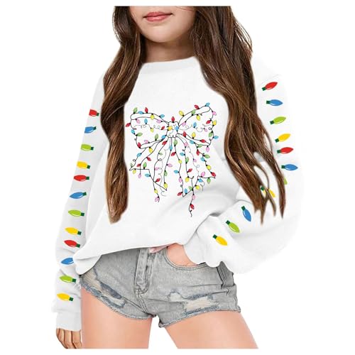 Sudadera con Capucha Infantil Navideño Moda Otoño Estampado Logo Festivo Ropa Tops Tamaño Estilo Hip Hop (White, 6-7 Years)