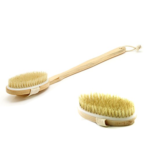 Bath & Relax New Bath Body Brush Back Scrubber Natural Bristles For Shower Exfoliating, Cleansing, Dry or Wet Skin Brushing with Long Handle Wooden - Back Shower Skin Brush. For Men and Women