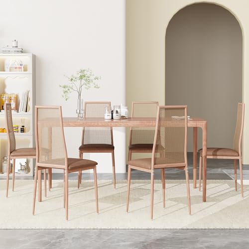 Foerpl - Silla De Ratán Para Comedor, Juego De 6, Sillas De Comedor Con Respaldo De Cocina, Silla Cannage Comedor, Silla Cómoda Con Patas Color Madera B, 6 Unidades Foerpl - Silla De Ratán Para Comedor, Juego De 6, Sillas De Comedor Con Respaldo De Cocina, Silla Cannage Comedor, Silla Cómoda Con Patas Color Madera B, 6 Unidades