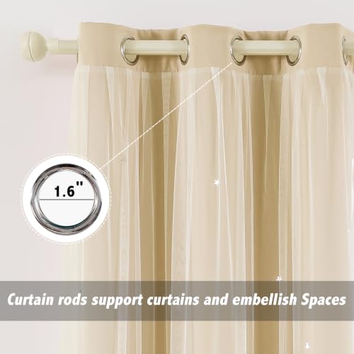 Image of indistar Star Cutout Kids Window Blackout Curtains for Girl Bedroom Window Room Darkening Curtains & Drapes Baby Nursery Curtains (2 Panel,35Wx90L inch,Cream)