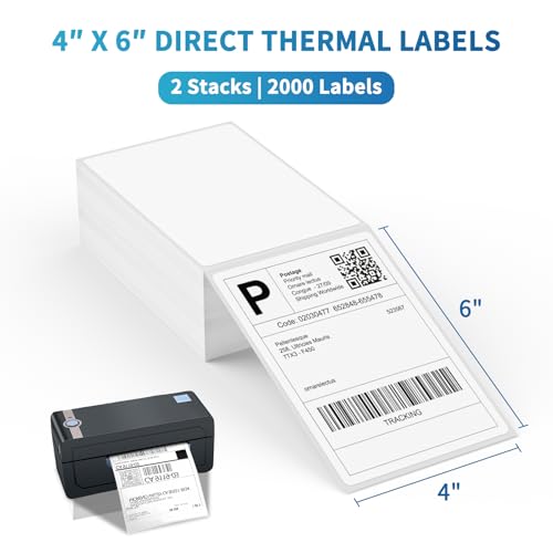 Image of 9527 Product Fanfold 4 x 6 Direct Thermal Labels White Perforated Shipping Labels,2 Stack,Total 2000 Labels