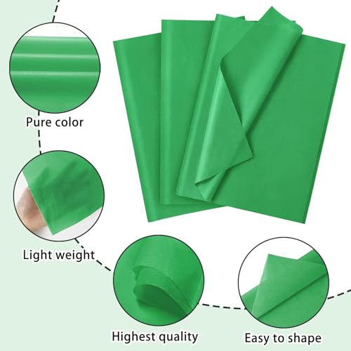 Image of 120 Sheets 20 inchX14 inch Green Tissue Paper for Gift Bags Wrapping, Art Tissue Paper Bulk for Weddings Birthday Party Crafts Decoration