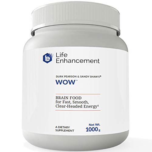 Life Enhancement Wow Drink Powder | Brain Food for Fast, Smooth, Clear-Headed Energy | with B12, Niacin, Caffeine, Taurine, Phenylalanine, Vitamin C, More | 74 Servings