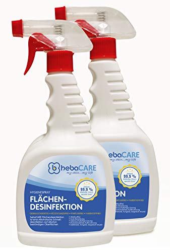 2x 1000ml Spray 86% Ethanol Flächendesinfektionsmittel/Flächendesinfektion - Desinfektionsmittel für Flächen gegen Viren und Bakterien 2 Flaschen
