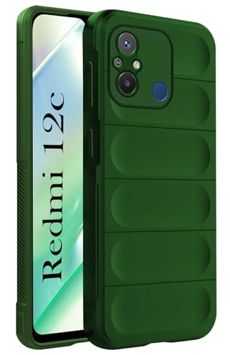 Image of Jkobi Back Cover Case for Xiaomi Redmi 12C (Matte Liquid Silicone | Micro-Fiber Cloth Inside | Camera Protection | Shockproof | Green)