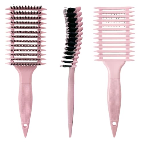 Curl Hair Brush, Cómodo cepillo elástico para rizar el cabello, cepillo de peinado Define Curl Define, cepillo para desenredar para mujeres (rosa)