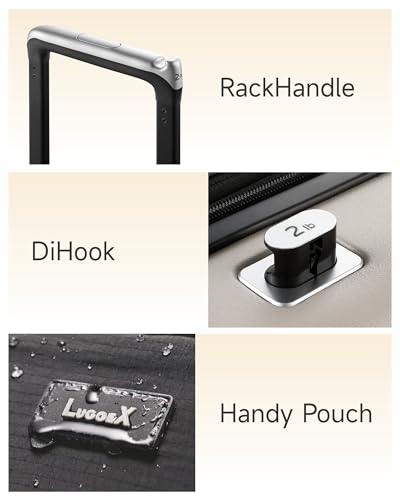 LUGGEX Carry On Luggage HUP3, 20 inch Expandable Hard Shell Suitcases with Spinner Wheels, Accelerate Access with DiHook, Handy Pouch (Reef Black) - Image 4