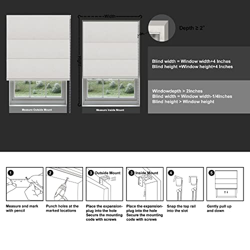 Sulugood 100% Blackout Roman Windows Shades, Room Darkening Blinds For Windows,Easy To Install Thermal Insulated Window Blind For Bedroom, Living Room, Office, Cafe.light Grey,Custom Sizes... #TOP5