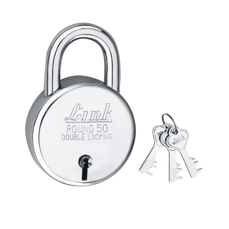 Link Round Silver Steel Lock with 3 Keys | Lock and Keys | Door Lock | Padlock (Pack of 1) (LINK-Round 50 MM) (B0CZNQLQWZ) Amazon Price History, Amazon Price Tracker