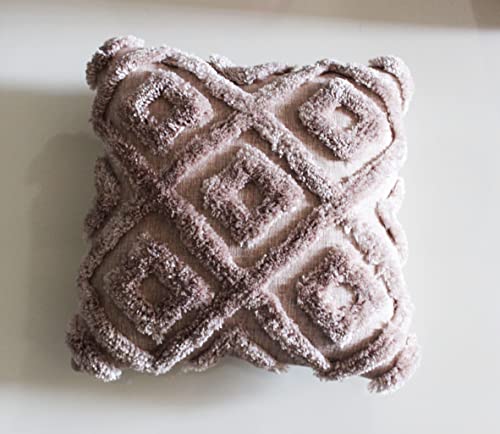 Image of Monstera Hut Morocco Tufted Tan Brown Cushion Cover Pack of 1, (Cushion Cover 16x16inch) (40.6 x 40.6 cm)
