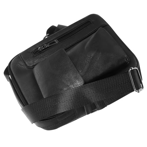 Sacoche bandoulière homme multifonction grand format en cuir noir