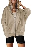 SAUKOLE Shirt Jackets for Women 2024 Trendy Waffle Knit Tops Zip Up Hoodies Casual Long Batwing Sleeve Boyfriend Slouchy Sweater
