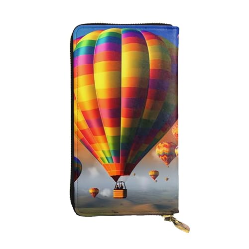 Hot Air Balloons Wallet for Men Women Long Purse Leather Clutch Large Business Handbag Travel Phone Holder Credit Card Holder Money Case with Zipper Leather Wallets Gift