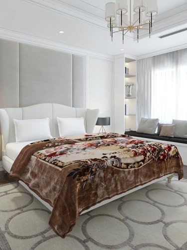Image of Monte Carlo Double Bed Heavy Winter Blanket Emilia 2 Ply Cloudy 1050 GSM | 5.5 KG (240x220 CM), Brown
