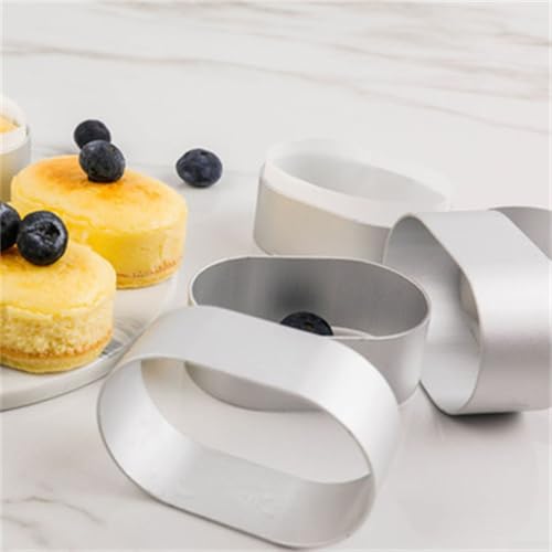 Juego de 10 moldes ovalados de aluminio para hornear pasteles de queso y postres medio cocidos