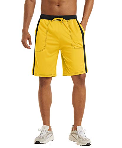 Image of Men's Workout Running Shorts Lightweight Basketball Mesh Shorts Breathable Drawstring Shorts