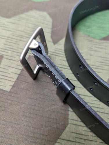 Reproductions WWII GERMAN VINTAGE OFFICER DOUBLE CLAW BLACK LEATHER BELT LENGTH 50INCH Waist hole size: 36-46" SIZE XL4