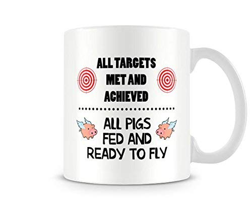 VIGAT All Targets Met. Pigs Fly - Printed Funny Mug - Great Gift/Present Idea by Behind The Glass