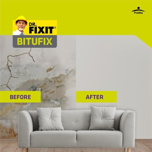 Image of DR. FIXIT BITUFIX, Below Ground Waterproofing - 20 KG, for Damp Proofing course like Footing, Masonry Wall, Neck Columns, and Plinth Beam & DPC. Resist Salt Attacks.