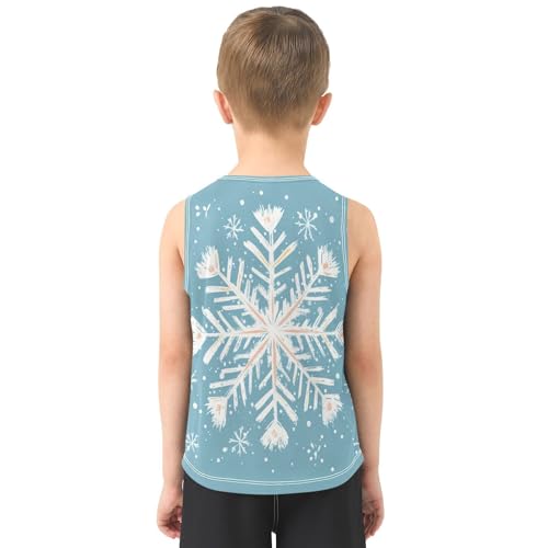Boys Tank Top Shirts Winter Snowflake Floral Sleeveless T-Shirts Crew Neck for Kids Clothing Children3