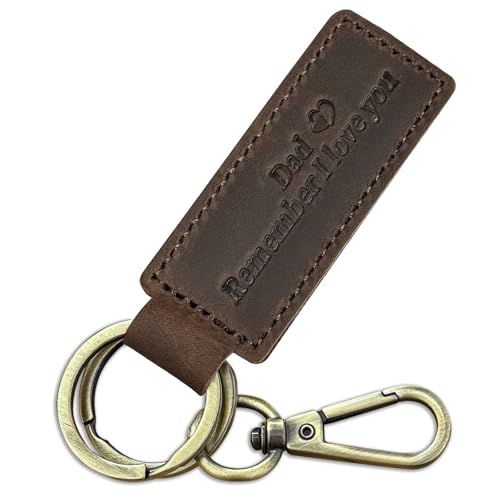 Image of Dad Keychain - Remember I Love You Dad, Leather Keychain for Father from Daughter or Son