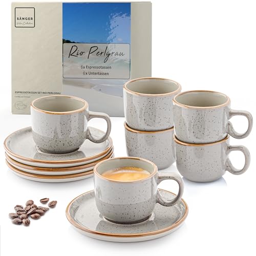 Sänger Rio Perlgrau | Espressotassen Set 12 teilig, Tassen Set 6...