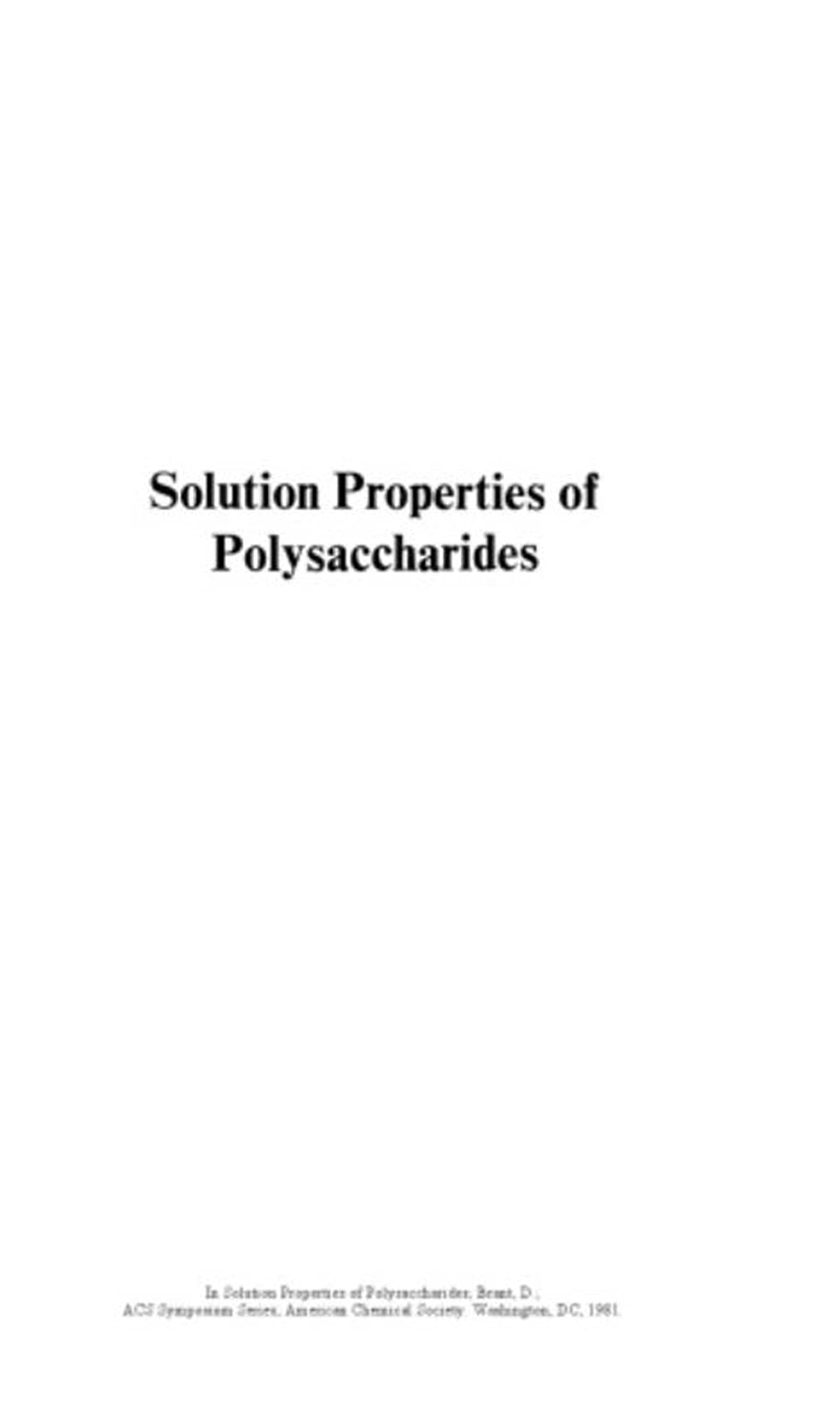 Solution Properties of Polysaccharides