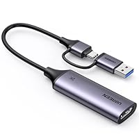 UGREEN Video Capture Card, USB 3.0 HDMI auf USB C/A Videoaufnahmekarte, 4K Eingang und 2K30Hz Capture, hdmi Grabber kompatibel mit Switch PS5 Xbox TV Stick Camera Laptop iPad Mac Handy Mac mini 4