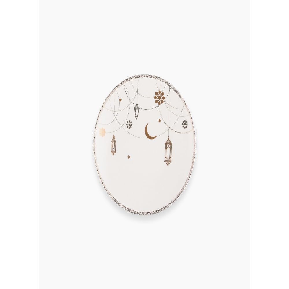 HOMESMITHS Rosa Farha Dinner Plate 27 cm|Suitable Ramadan and Eid Decoration & Celebration|Perfect Festive Gift for Home Decoration in Ramadan, Eid, Birthdays, Weddings.