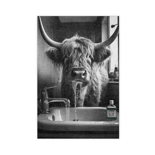 Toile vache des Highlands tableau salon moderne et décoration murale chambre 61 x 91 cm