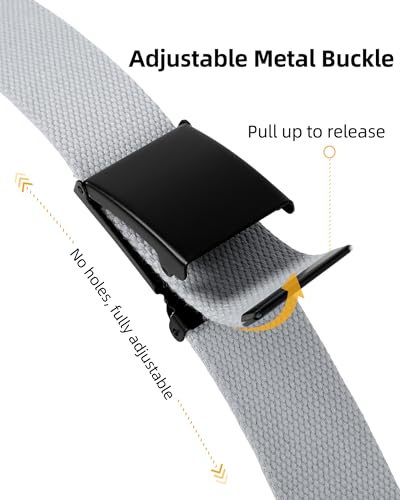 Image of Mile High Life Cut To Fit Canvas Web Belt Size Up to 52 inch with Flip-Top Solid Black Military Buckle