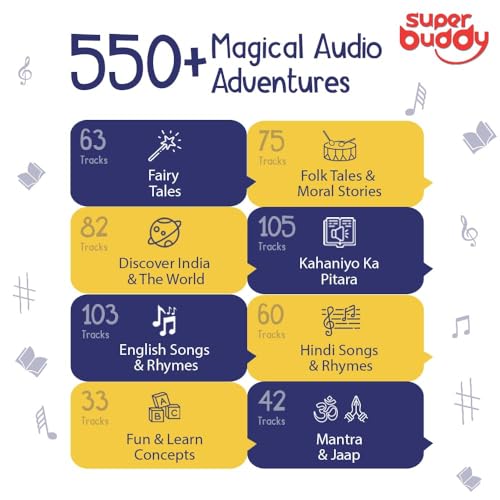 Image of TARBULL SuperBuddy Kids Screen Free Audio Speaker, 550+ Stories, Rhymes & Mantras Preloaded, Musical Toy with Content Upgrade & Bluetooth, Birthday Gift for Boys & Girls 3 to 10 Years (Space)