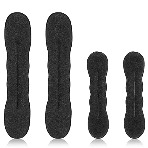 Hair Bun Maker Sponge Foam Tool Shaper, 2 Sizes (Black, 4 Pieces)