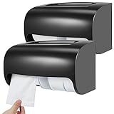 Maxcheck 2 Stück Doppel Toilettenpapierhalter Schwarz Toilettenpapierspender Kompakt Zwei Rollen Verriegelung Toilettenpapier Lagerung Wandhalterung für Gewerbe Badezimmer Küche Zubehör, Side by Side
