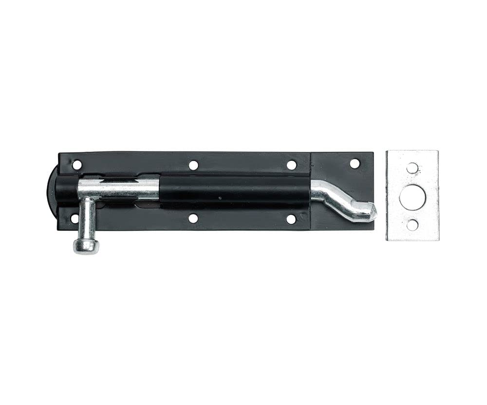 PERRY 150mm Necked Enclosed Tower Bolt, Black, Including Fixings