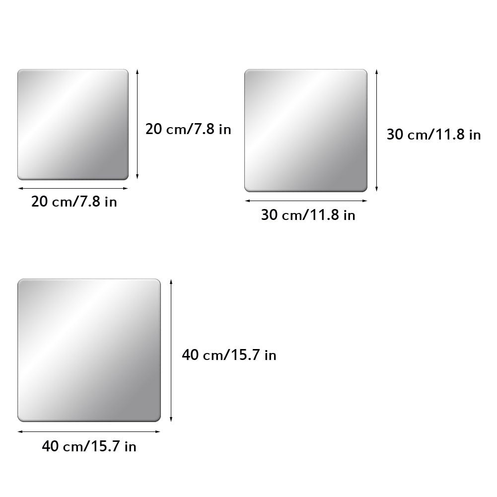 Fogli a Specchio Flessibili Acrilico, 6 Pezzi di Specchio da Parete Infrangibile per Decorazioni Murali Casa, Casa Fai da te e Studio(6Pcs-20x20cm)