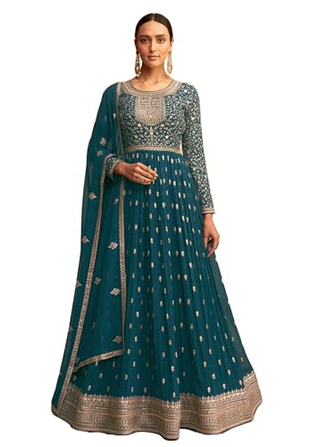 Costume Anarkali 13676 en georgette brodé avec paillettes élégantes pour femme