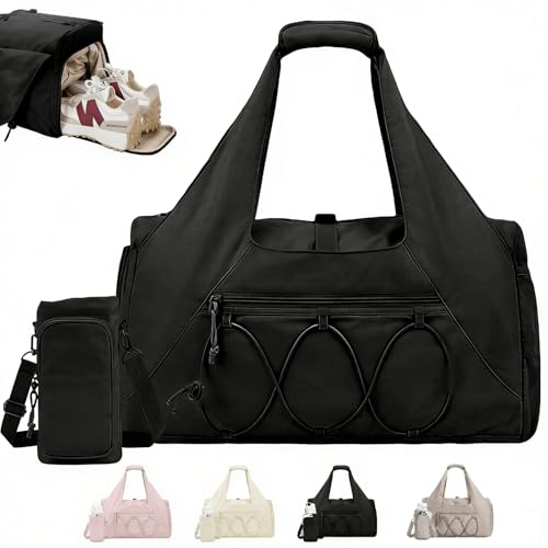 AUNGKWANG Bolsa de Deporte para Mujer, Bolsa de Yoga con Compartimento para Zapatos, Compartimento Húmedo y Bolsas para Botella de Agua, BolsaGym Mujer para Viajes, Senderismo, Natación, Yoga
