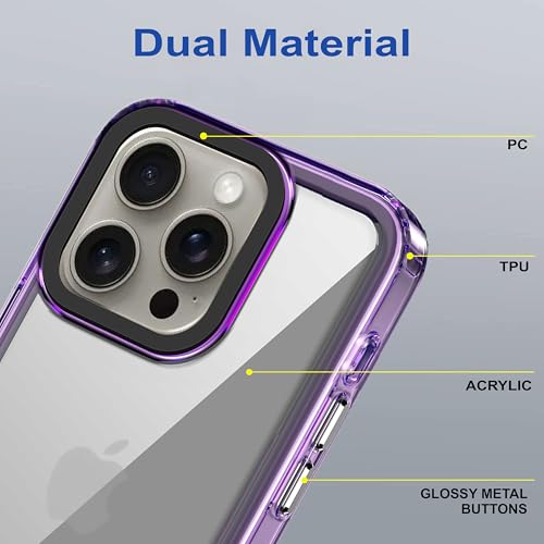 Image of amazon basics Back Case Cover for iPhone 16 Pro Max | Compatible for iPhone 16 Pro Max Back Cover | Case Cover with Camera Protection | (TPU + PC | Translucent Purple)