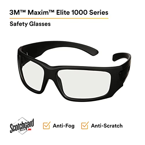 Image of Maxim 3M Elite 1000 Series, MXE1001SGAF-BLK, Black Frame, Scotchgard Anti-Fog Coating, Clear AF-AS Lens
