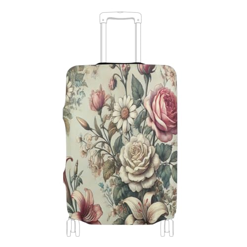 Joisal Retro Floral Luggage Protector Cover Fit 18-32 Inch Luggage Cover Protector Tsa Approved Elastic Luggage Accessories for Travel