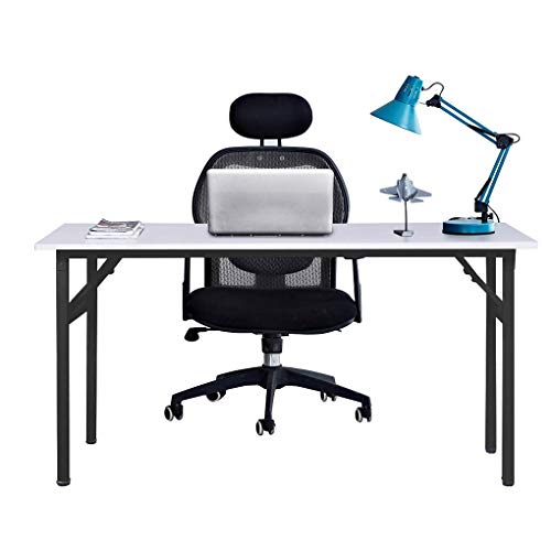 Image of Need 55 inches Folding Computer Desk Office Desk Folding Table with BIFMA Certification Computer Table Workstation,White Black AC5DB-140