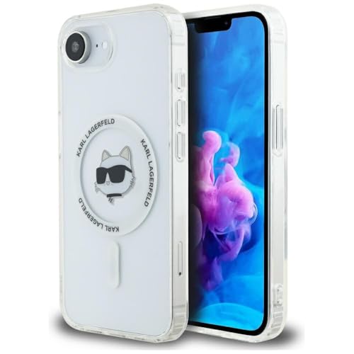 CG Mobile Karl Lagerfeld IML Metal Choupette Head Compatible avec MagSafe Coque pour iPhone 16e (Blanc)