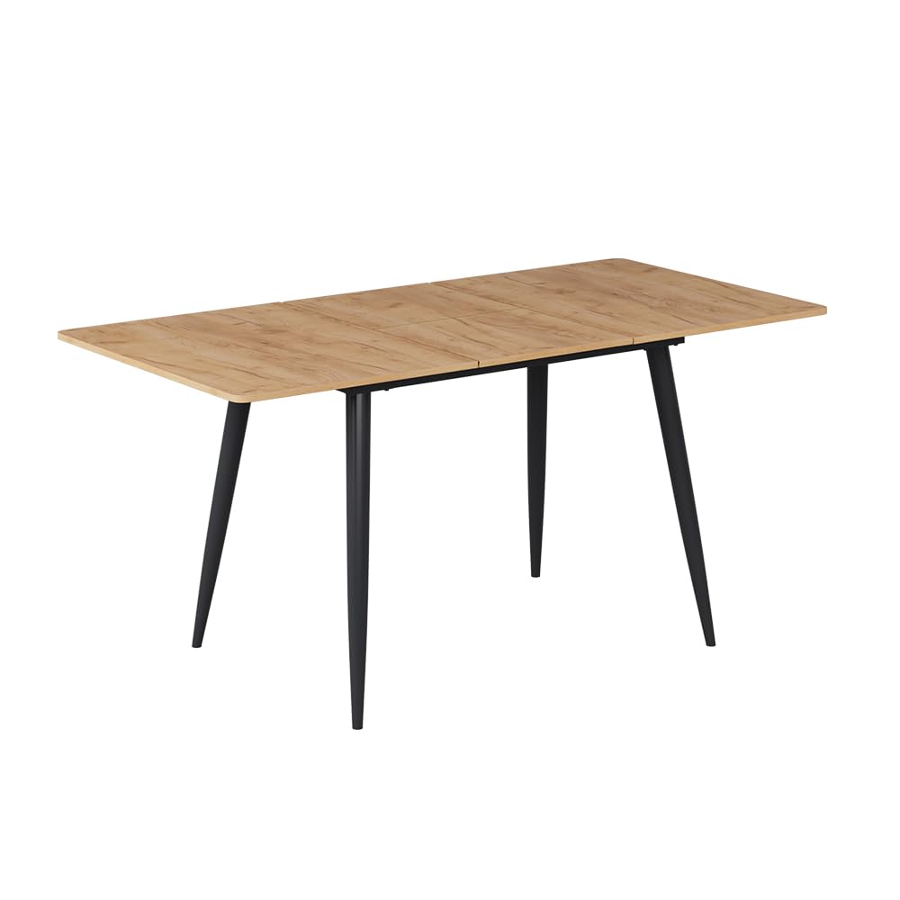 Vicco Table de Salle à Manger Beaver, Chêne doré/Noir, 120-160 x 80 cm