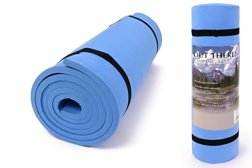 ADEPTNA Premium Extra Thick EVA Foam Camping Mat Waterproof, Lightweight & Portable Yoga Mat with Elastic Straps Ideal for Exercise, Yoga, Camping, Trekking & Outdoor Activities 0.8cm Thick
