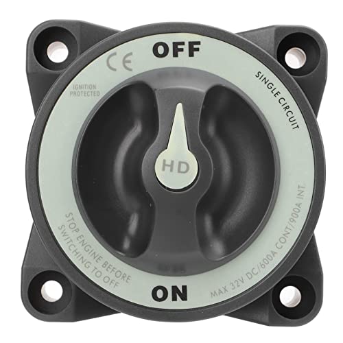 Nutriess Heavy Duty Battery Isolator 600A Master Battery Power Cut Disconnect Switch IP66 Impermeable 3 Studs for RV Boat