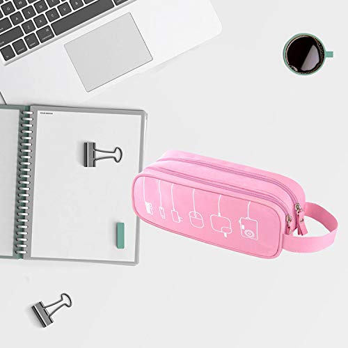 Universal Cable Cord Holder Organizer/Electronics Accessories Case Healthcare & Grooming Kit USB Drive Shuttle-an All in One Travel Organizer (Pink)