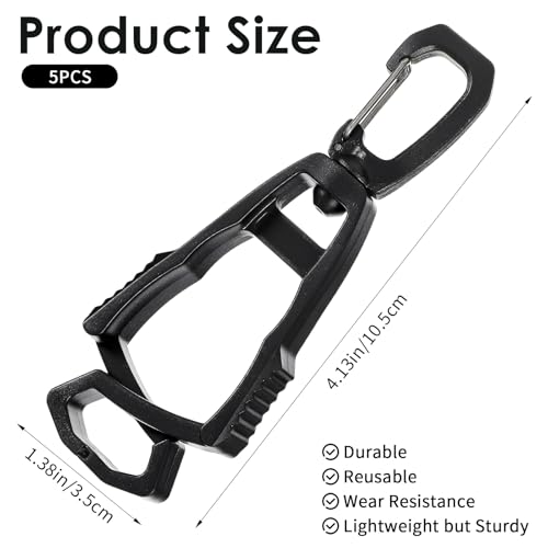 LIQWEI 5 Stück Handschuh Clips, 360° Drehbar Handschuhe Halter Grabber Halter Für Arbeitshandschuh Handschuhhalterung Multifunktionaler Anti-Verlust-Handschuhclip Arbeitshandschuh Clip (Schwarz)